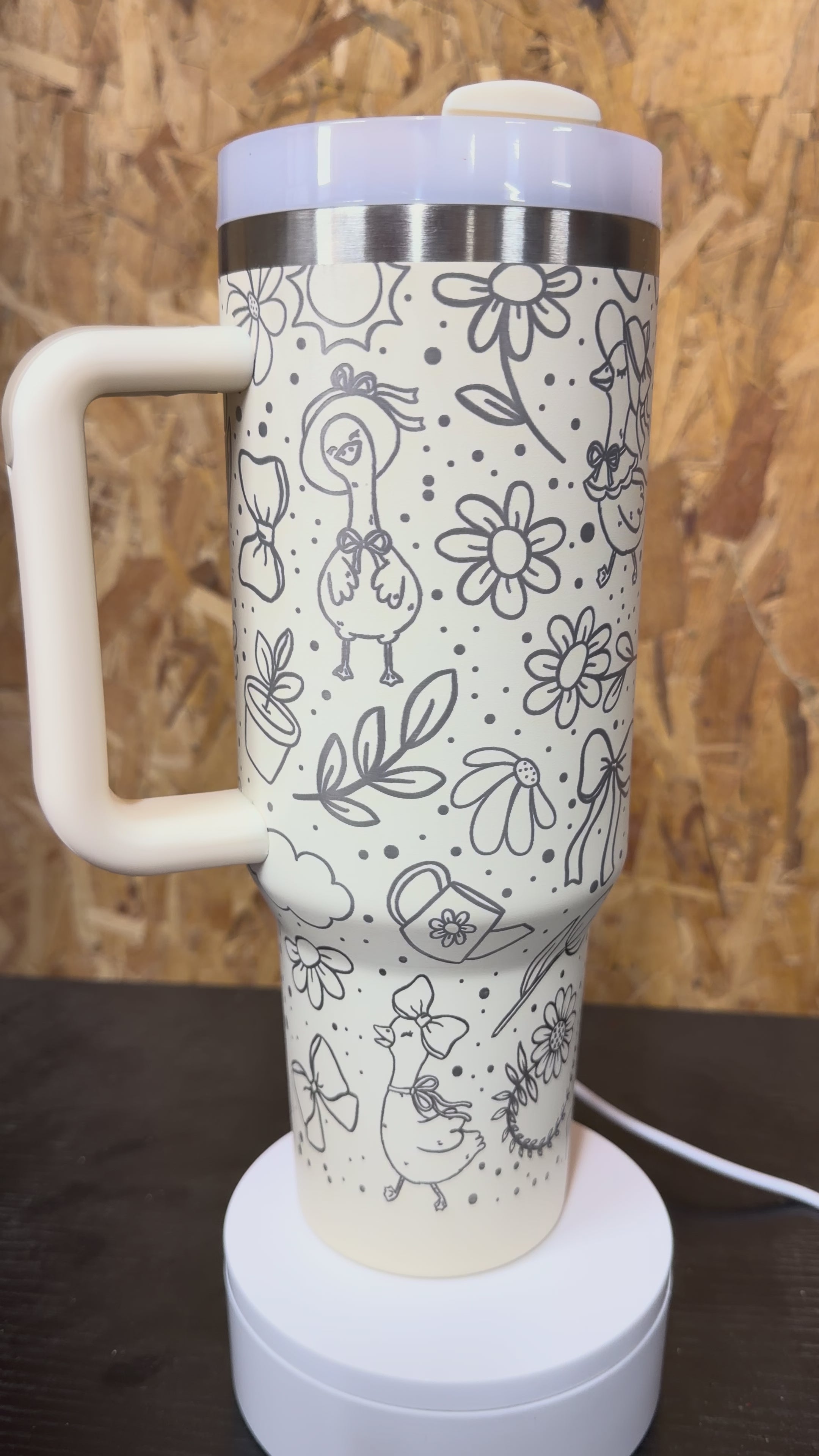 40oz Tumbler Stainless Steel Cottage Core Goose Wrap - Cream