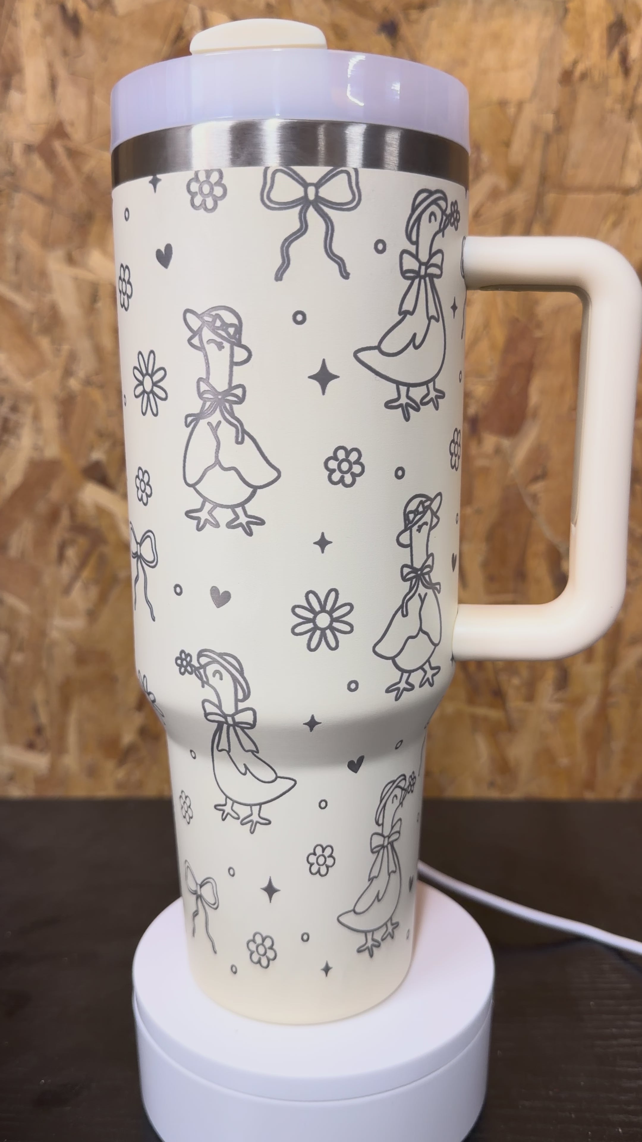 40oz Tumbler Stainless Steel Goose & Bows Wrap - Cream