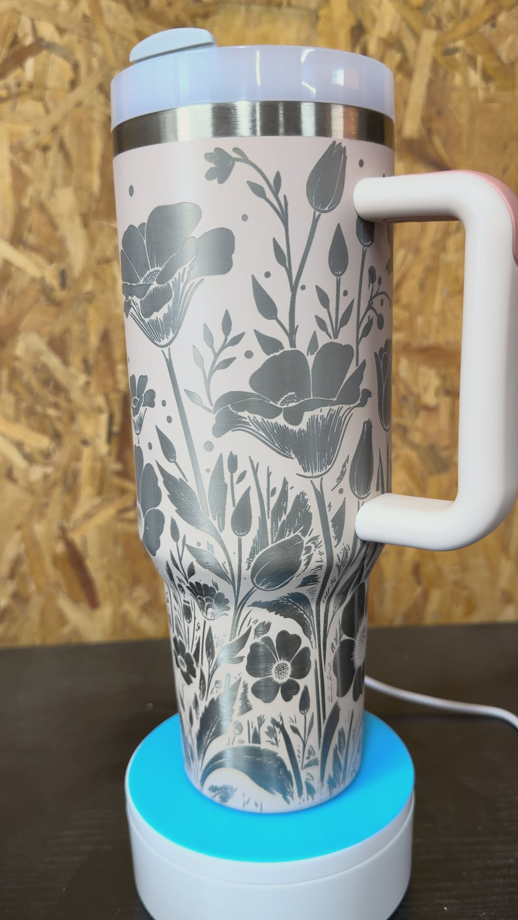 40oz Tumbler Stainless Steel Wildflower Wrap - Rose Quartz